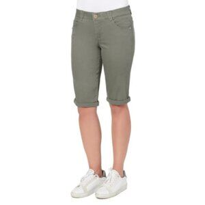 Democracy Womens Mid Rise Tummy Control "Ab" Solution Bermuda Shorts Green 6 NWT